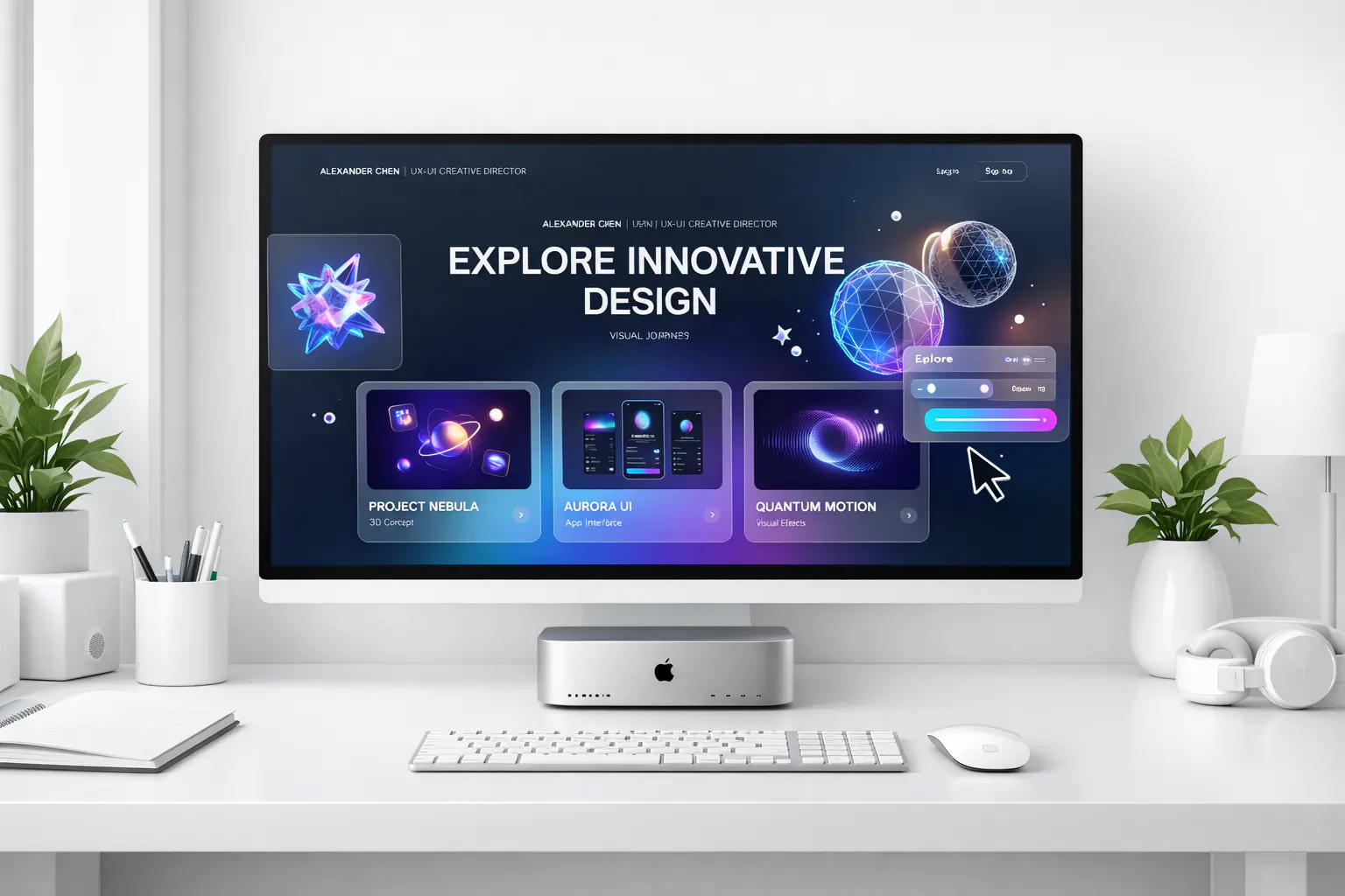 Designer hands building website on a modern workstation