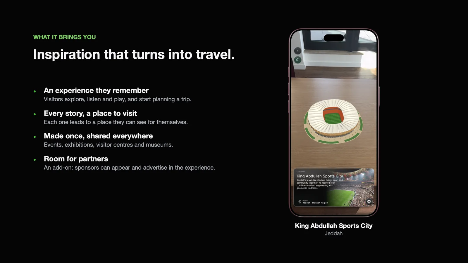 What it brings you: an experience visitors remember, a place to visit for every story, made once and shared everywhere